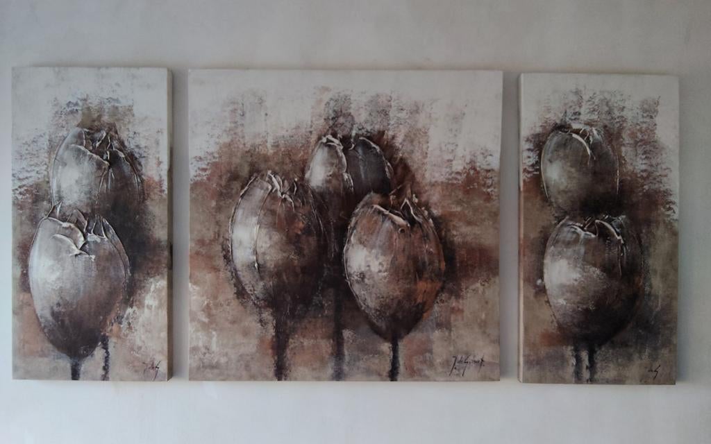 Drieluik schilderij van Jochem de Graaf, Ophalen, Schilderij, 75 cm of meer