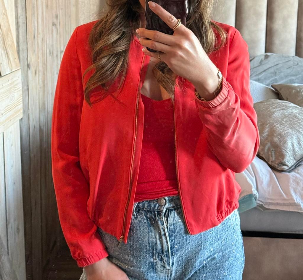 Rood bomberjack van Massimo Dutti in maat S, Ophalen of Verzenden, Zo goed als nieuw, Maat 36 (S), Rood