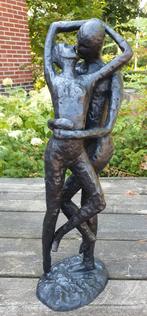 bronzen beeld / ZOENEND liefdespaar / 55 cm hoog, Nieuw, Info@huisentuindecoratiemarie.nl, Mensenbeeld, Huis en tuin decoratie marie