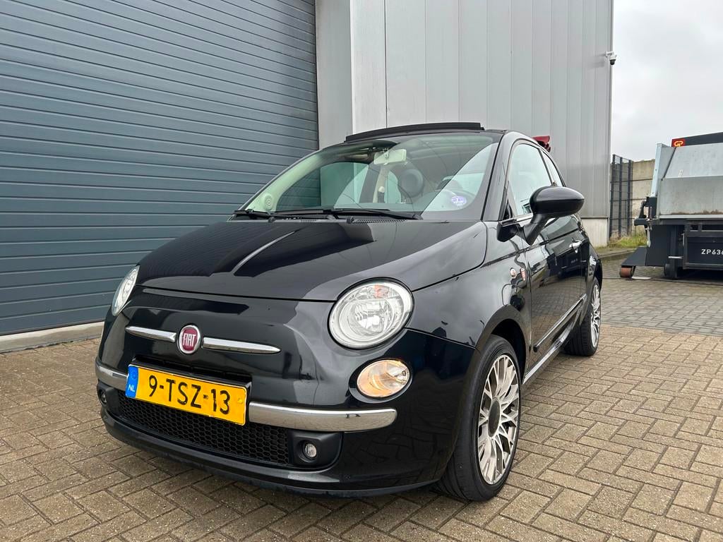 Fiat 500 C 0.9 TwinAir Lounge AIRCO NAVI PDC LEDER 1EIG, 86 pk, Gebruikt, Cabriolet, Zwart