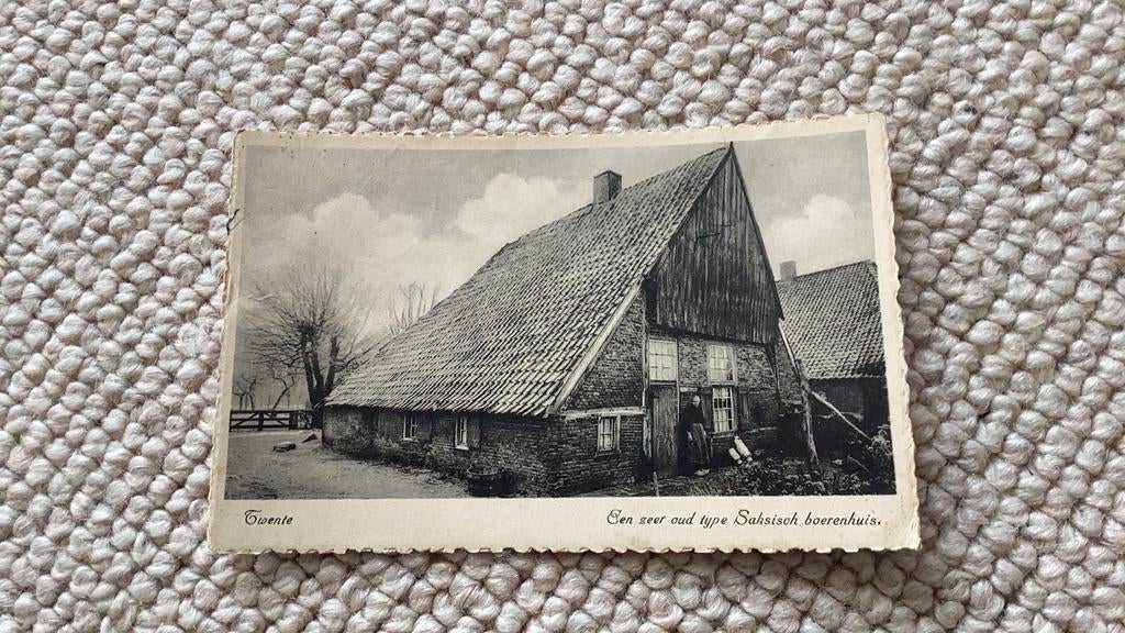 Ansichtkaart Twente Oud type Saksisch boerenhuis begin 1900, Ophalen of Verzenden, Voor 1920, Gelopen, Overijssel