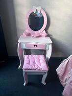 houten roze kinder make-uptafel - Kaptafel + krukje, Ophalen, Zo goed als nieuw, 50 tot 100 cm, Minder dan 100 cm