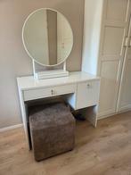 Witte toilettafel met spiegel en poef - 100x48 cm syvde ikea, Ophalen