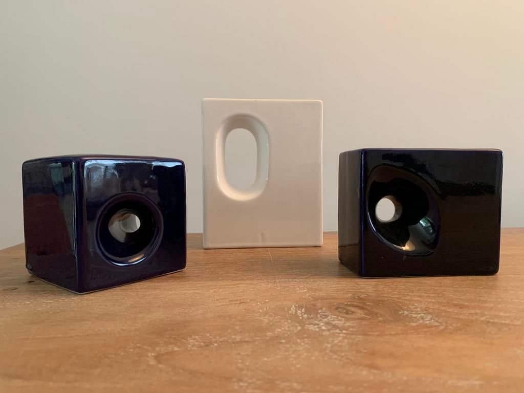 Setje van 3 vintage blokvaasjes Afina Rijnsburg, Verzenden