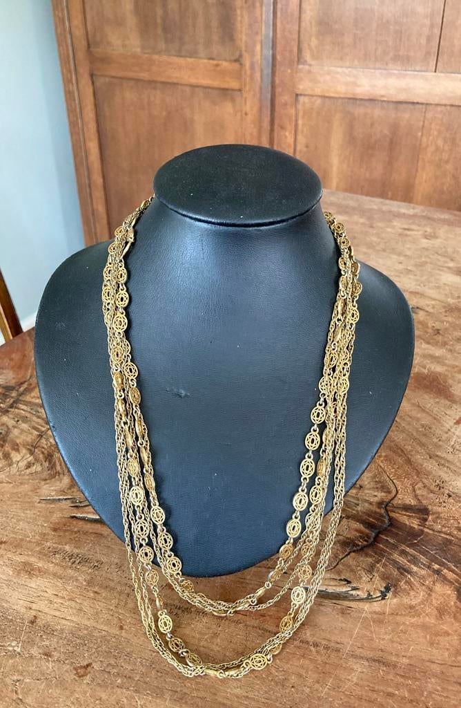 Vintage lange Monet ketting 3 streng, Sieraden, Tassen en Uiterlijk, Antieke sieraden, Ophalen of Verzenden, Overige materialen