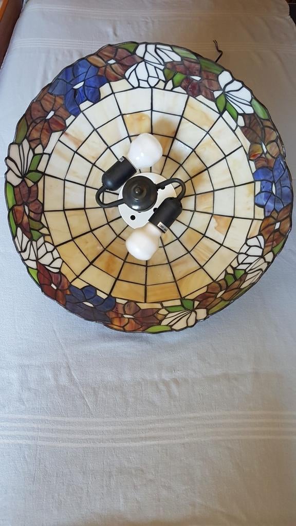 Tiffany Hanglamp rond 45 cm, Ophalen of Verzenden, Glas, Minder dan 50 cm