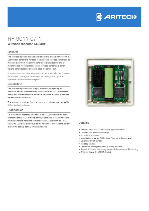 Aritech RF-9011-07-1 wireless repeaters voor ATS1236 nieuw🚨, Beweging, Overige typen, Nieuw, Ophalen of Verzenden