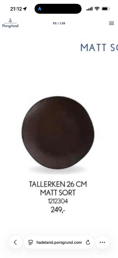 Porsgrund 1212304 - 4 Nieuwe Borden Mat Zwart 26cm, Huis en Inrichting, Keuken | Servies, Nieuw, Bord(en), Effen, Keramiek, Ophalen of Verzenden