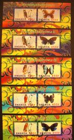 - 775 - 5 Blokjes / Strookjes met Uilen en Vlinders., Verzenden, Gestempeld, Dier of Natuur