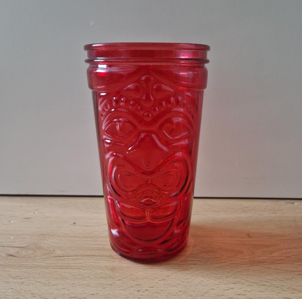 Tiki glas beker rood vintage retro masker penhouder, Ophalen of Verzenden, Zo goed als nieuw, Overige typen