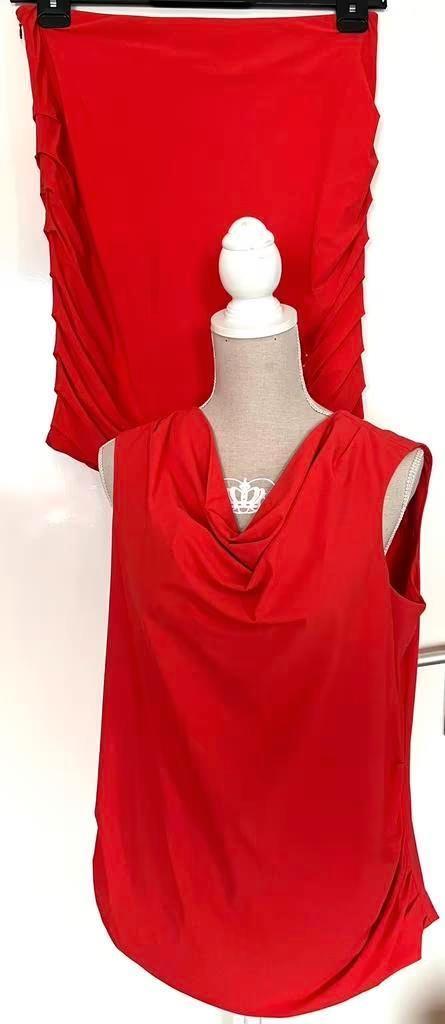 Purdy top met bijpassende rok maat 44[dmv], Kleding | Dames, Tops, Zo goed als nieuw, Maat 42/44 (L), Rood, Zonder mouw, Ophalen of Verzenden