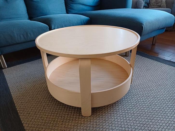 IKEA Borgeby Salontafel - Berkenfineer - Ø 70 cm, Huis en Inrichting, Tafels | Salontafels, Gebruikt, Minder dan 50 cm, 50 tot 100 cm