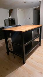 IKEA TORNVIKEN keukeneiland inclusief bar krukken, Ophalen, 100 tot 150 cm, Eikenhout, 50 tot 100 cm