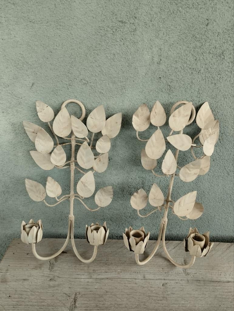 2 brocante wandkandelaars, Antiek en Kunst, Curiosa en Brocante, Ophalen of Verzenden