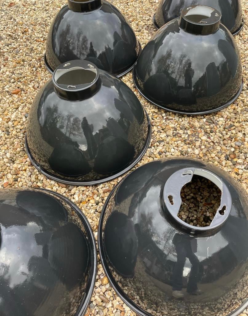 Emaille lampenkappen zwart wit, Antiek en Kunst, Ophalen