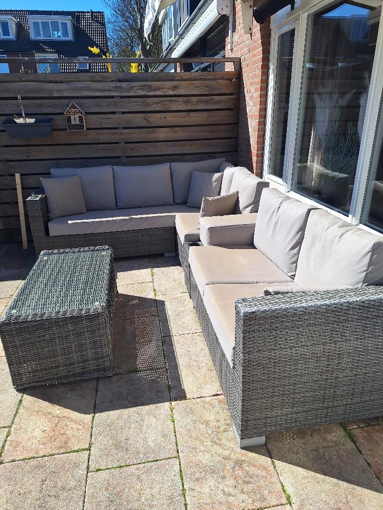 Luxe wicker loucheset, Tuin en Terras, Tuinsets en Loungesets, Ophalen, 5 zitplaatsen, Gebruikt, Bank