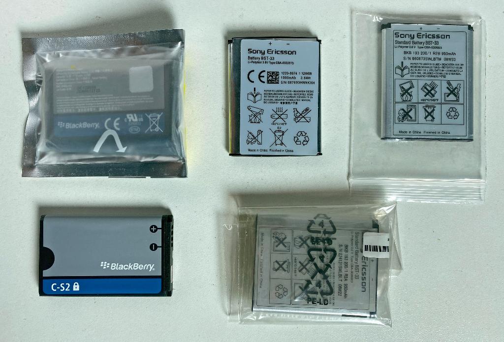 accutjes voor Sony Ericsson en Blackberry, Ophalen, Nieuw, Sony Ericsson