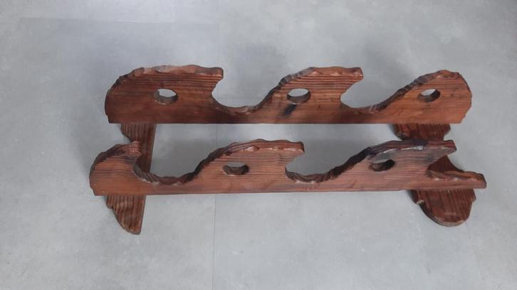 Vintage groot houten wijnrek wandrek grond rek wijnflessen, Huis en Inrichting, Woonaccessoires | Wijnrekken, Zo goed als nieuw