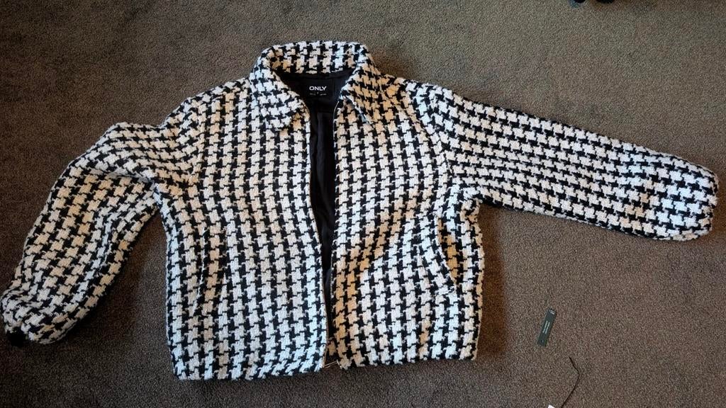 Nieuw Pepita ruit jasje, zwart/wit, maat M, Maat 38/40 (M), Only, Zwart, Nieuw