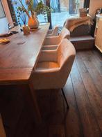 4 mooie crèmekleurige stoffen stoelen - Zo goed als nieuw, Wit, Ophalen of Verzenden, Zo goed als nieuw, Vier