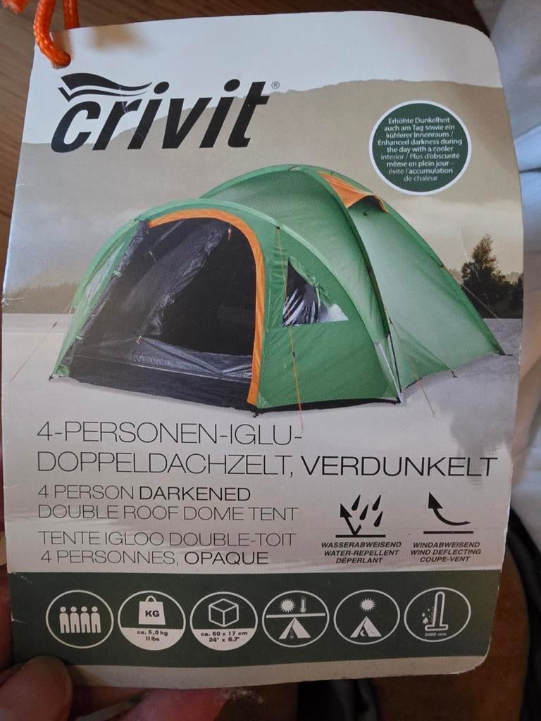 Crivit 4-persoons koepeltent met slaapmatje, Ophalen of Verzenden