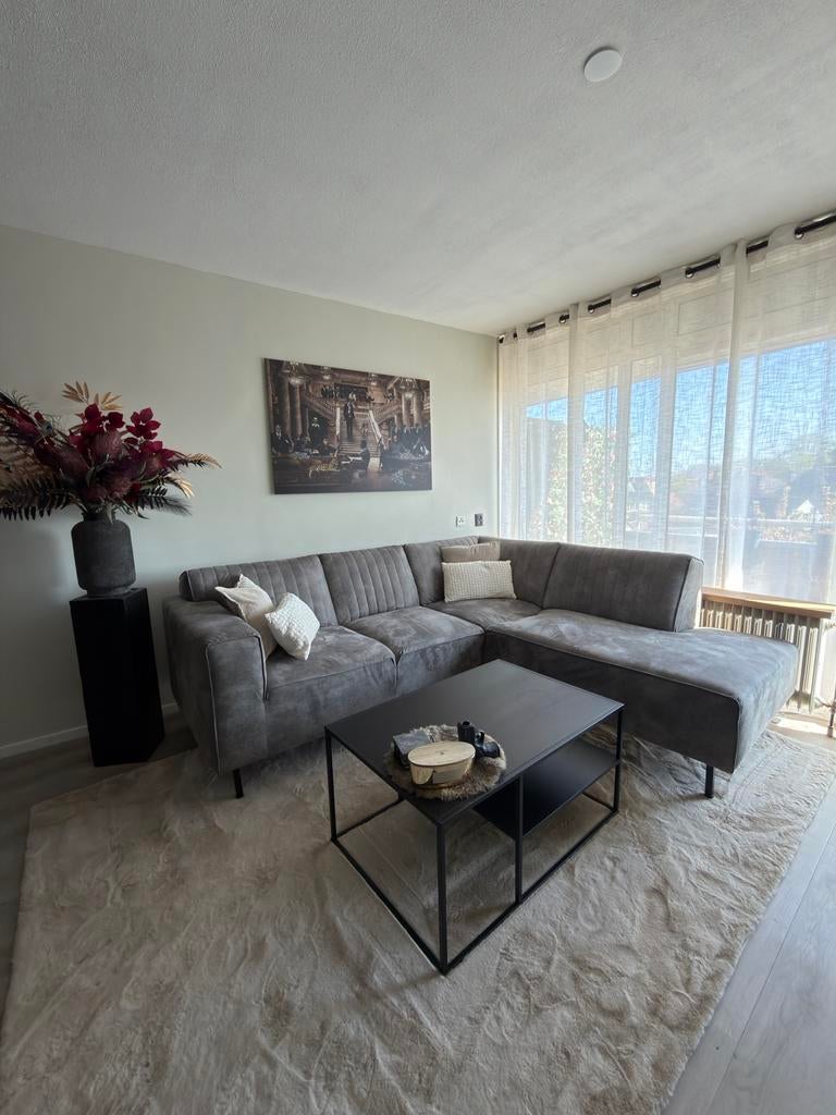 Antraciet grijze hoekbank, Ophalen, Gebruikt, Stof