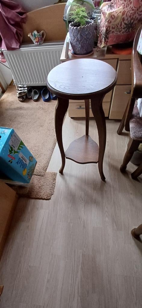 Eiken hoge tafel, Huis en Inrichting, Tafels | Bijzettafels, Ophalen, Minder dan 55 cm, Gebruikt, Rond