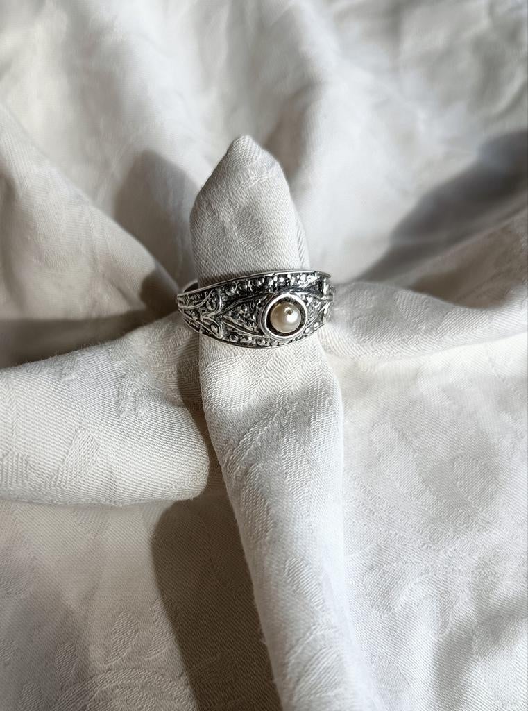 Zilveren Art Deco stijl ring., Sieraden, Tassen en Uiterlijk, Ringen, Ophalen, 17 tot 18, Dame, Zilver