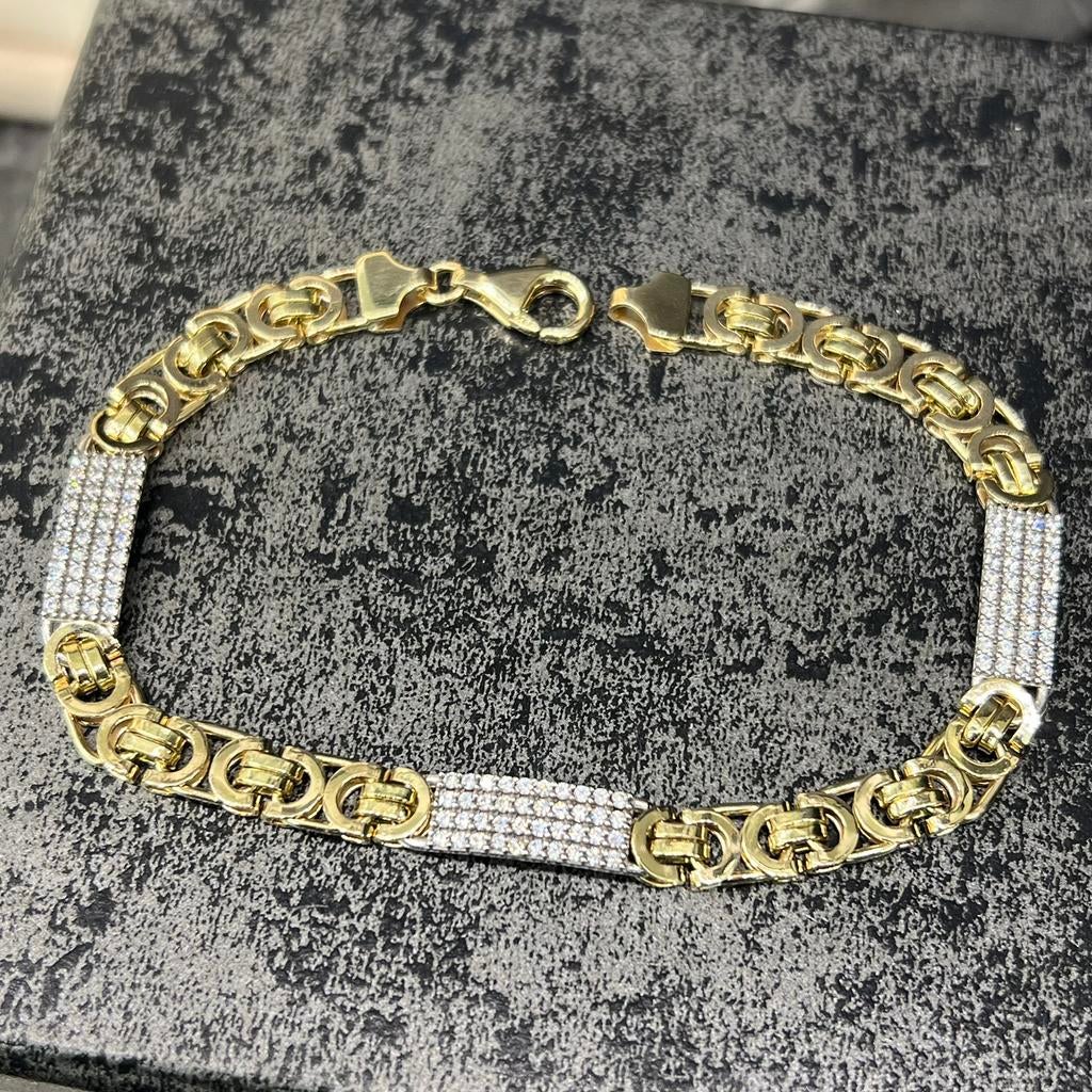 14 karaat gouden armband platte koningsschakel massief, Ophalen of Verzenden, Nieuw, Goud