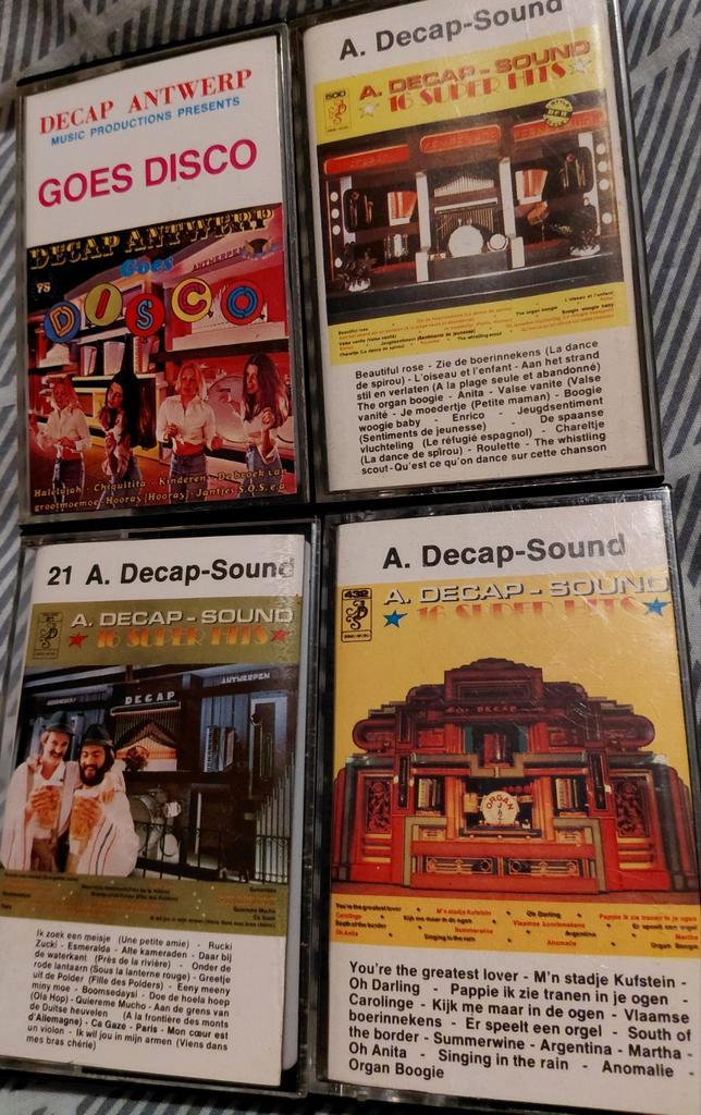 4 Decap-Sound Cassettes: Disco & Orgelhits decap Antwerpen, Cd's en Dvd's, Cassettebandjes, Gebruikt, Voorbespeeld, Pop, 2 t/m 25 bandjes