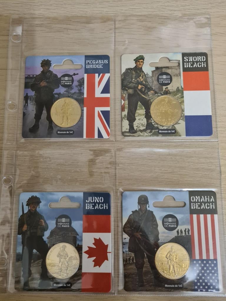 Frankrijk 4x coincard € 0,25 2024 D-DAY 80e verjaardag., Postzegels en Munten, Ophalen of Verzenden, Frankrijk, Overige waardes