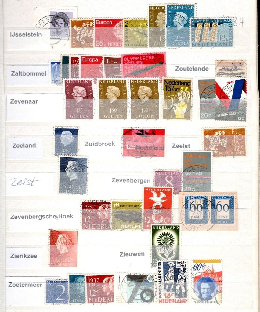 Stempels wo ZevenbergschenHoek Zieuwen Zeelst Zuidbroek (62), Verzenden, Na 1940, Gestempeld