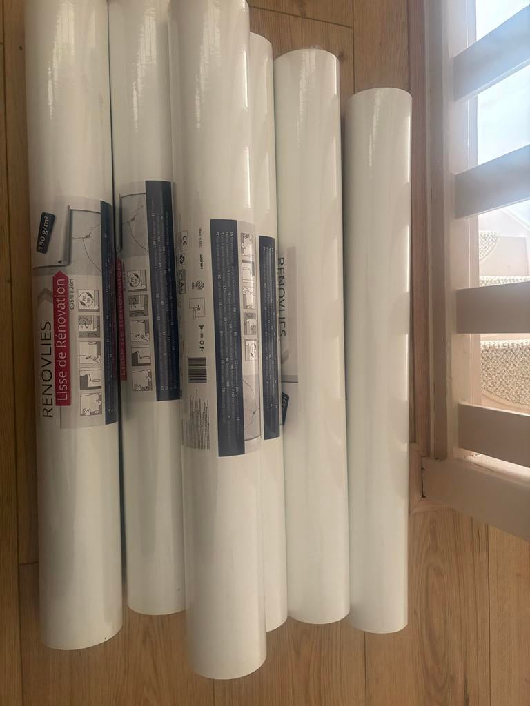 Renovlies behang, 6 rollen, Huis en Inrichting, Stoffering | Behang, Ophalen, 75 m² of meer, Wit