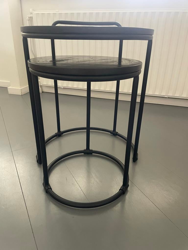 Bijzettafel Riviera Maison, Huis en Inrichting, Tafels | Bijzettafels, Minder dan 55 cm, Rond, Zo goed als nieuw, Hout