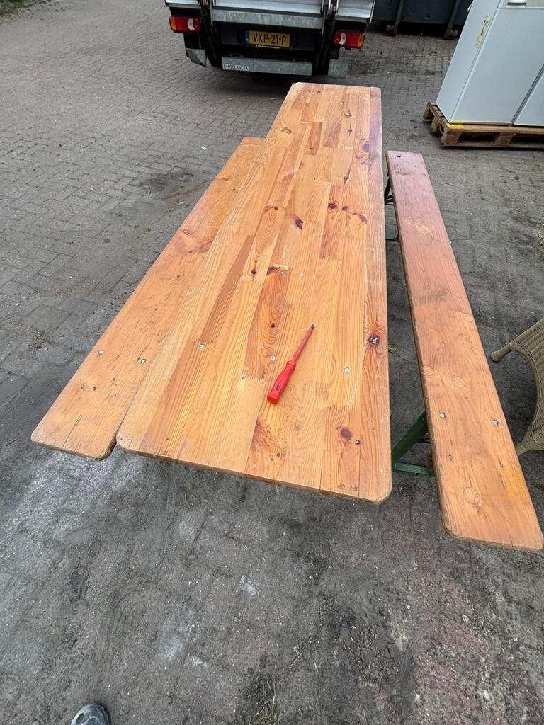 Biertafel met 2 banken, Verzenden, Gebruikt, Hout
