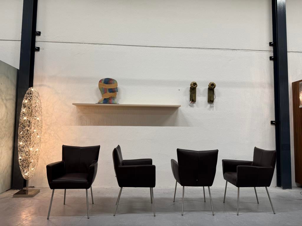 4 Nieuw Design on Stock Moka Eetkamerstoel bruin leer Stoel