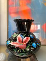 Hand beschilderde oude vaas zwart, Antiek en Kunst, Ophalen of Verzenden