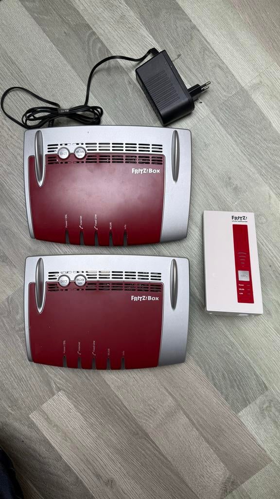 2x Fritz!Box 7490 router en Fritz! WLAN 1750E Repeater, Computers en Software, Routers en Modems, Ophalen of Verzenden, Gebruikt