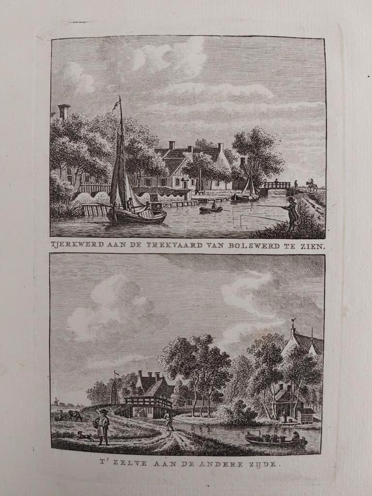 252-253 / Tjerkwerd aan de Trekvaard Bolswerd  Gravure 1790, Ophalen of Verzenden