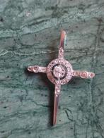 Antieke goud/platinum kruis met diamanten, Ophalen of Verzenden, Goud, Hanger, Met edelsteen