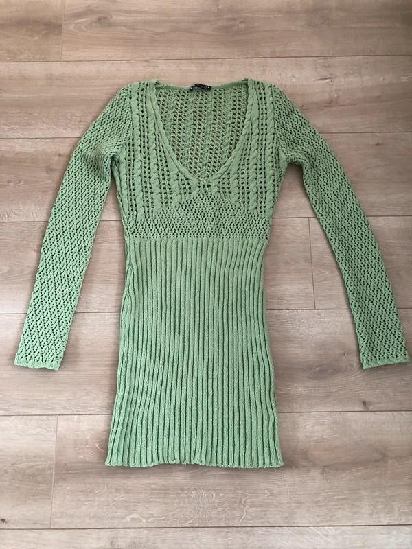 Zara Crochet Mini Jurk Maat S Mintgroen Katoen, Kleding | Dames, Jurken, Zara, Ophalen of Verzenden, Zo goed als nieuw, Maat 36 (S)