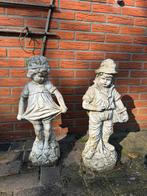Set van 2 charmante tuinbeelden – jongen & meisje, Ophalen, Gebruikt, Steen, Mensenbeeld
