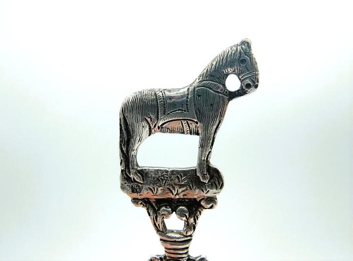 Zilveren gedachtenislepel met paard, H. Ament, Joure, 1871, Antiek en Kunst, Antiek | Goud en Zilver, Zilver, Verzenden