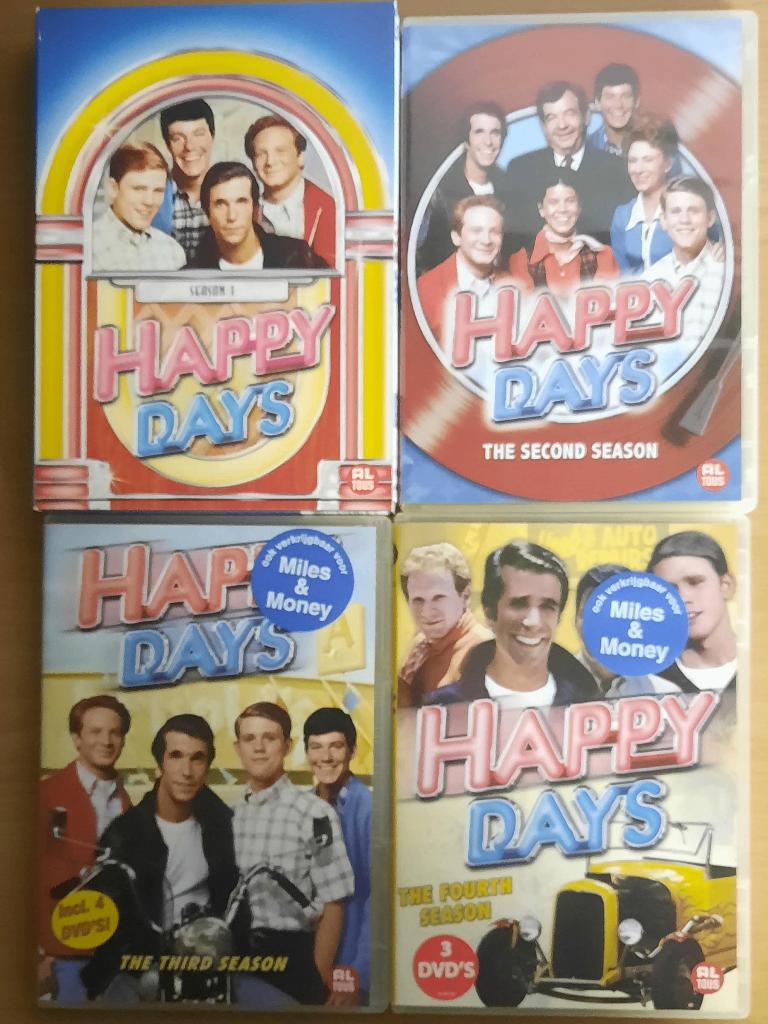 Happy days dvd boxen seizoen 1 t/m 4, Cd's en Dvd's, Dvd's | Tv en Series, Alle leeftijden, Boxset, Ophalen of Verzenden, Zo goed als nieuw