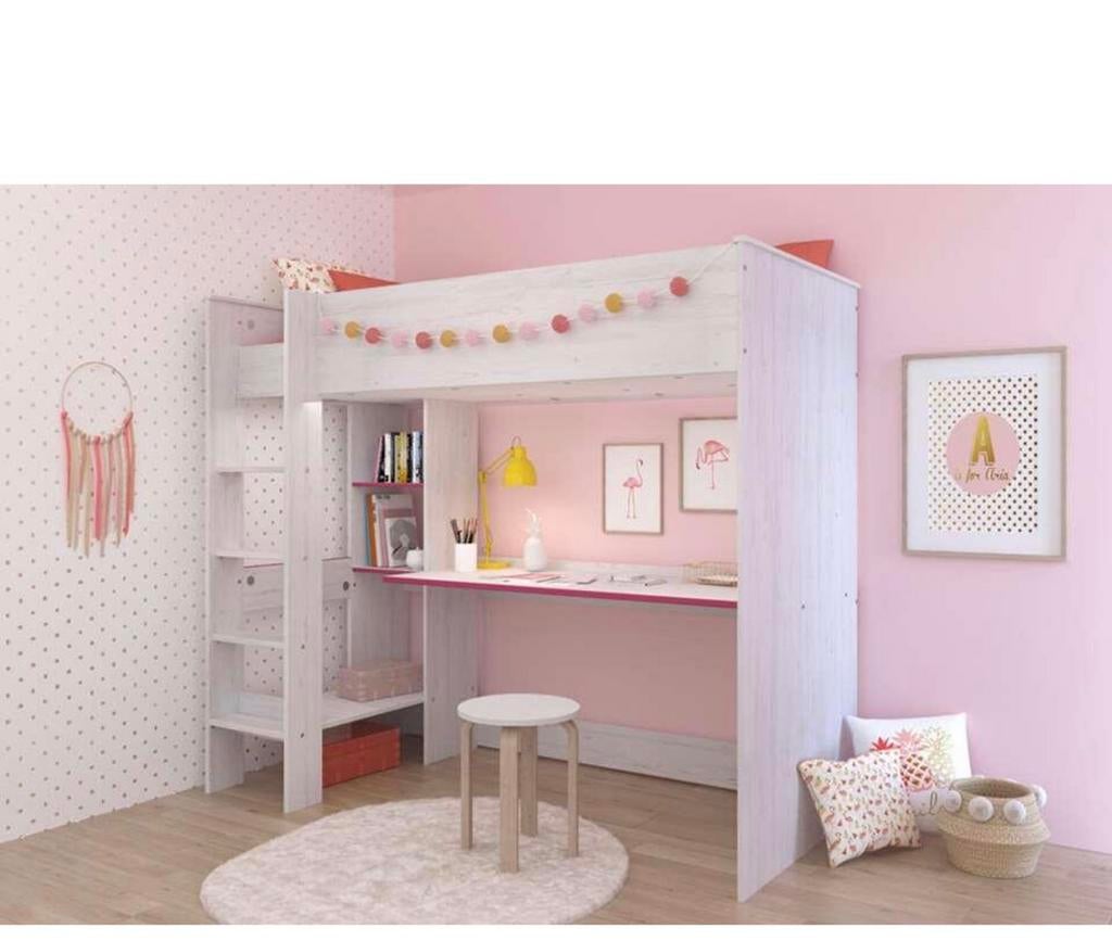 Hoogslaper Smoozy - grenen/wit - 179,8x118,5x205,6 cm, Ophalen of Verzenden, Zo goed als nieuw, Hoogslaper