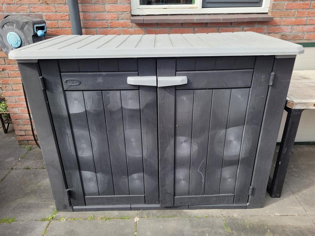 Kunststof opbergkast/kussenkast/speelgoedkist voor buiten, Tuin en Terras, Bergingen en Tuinkasten, Ophalen, Gebruikt, Kunststof