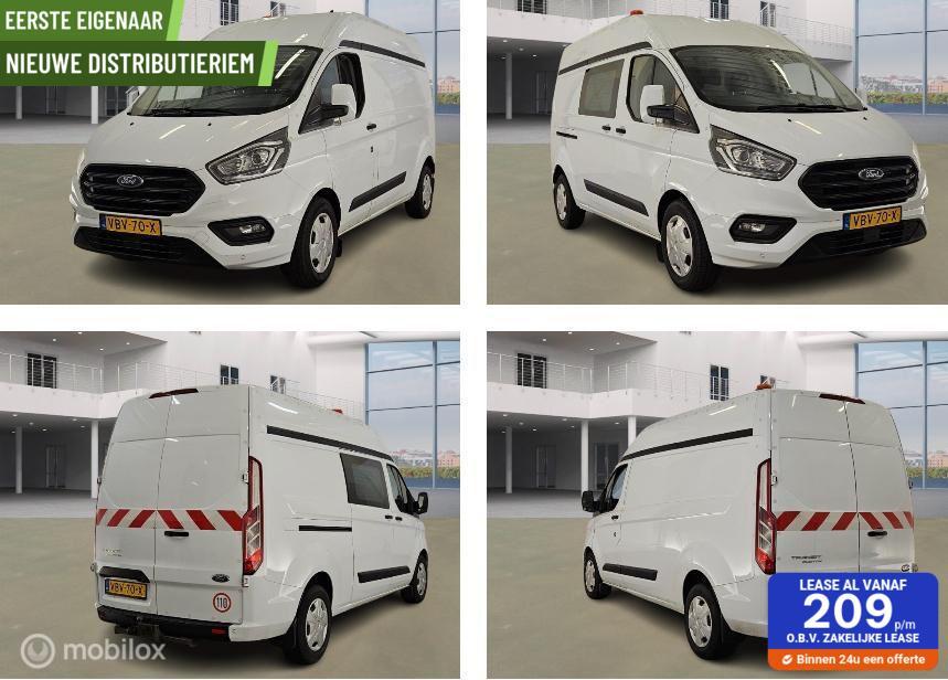 ✅Ford Transit Custom 340 2.0 TDCI L2H2 Trend Nw distributi, Voorwielaandrijving, Gebruikt, 4 cilinders, Wit