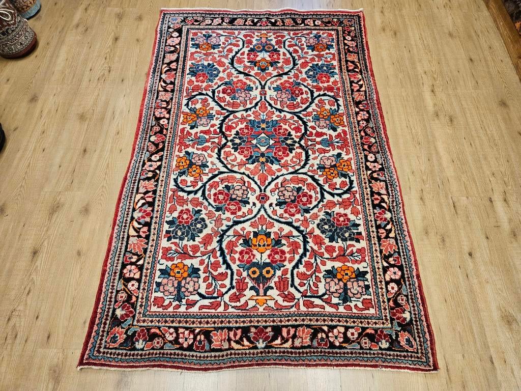 Vintage handgeknoopt perzisch tapijt sarough 213x132, Huis en Inrichting, Info@SlatsAntiek.nl, Tweedehands, 100 tot 150 cm, Perzisch