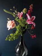 Antraciet glazen vaas FIDRIO fles design 40 cm hoog, Ophalen, Overige kleuren, Minder dan 50 cm, Glas