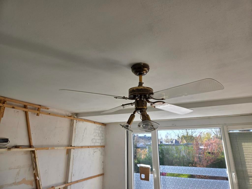 Vintage Plafondventilator met Verlichting, Ophalen, Gebruikt, Metaal, Vintage